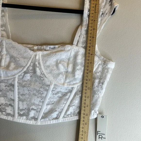 NWT Faded Rose Corset Bustier Women's White Cropped Lace Top Size XL - Picture 5 of 8